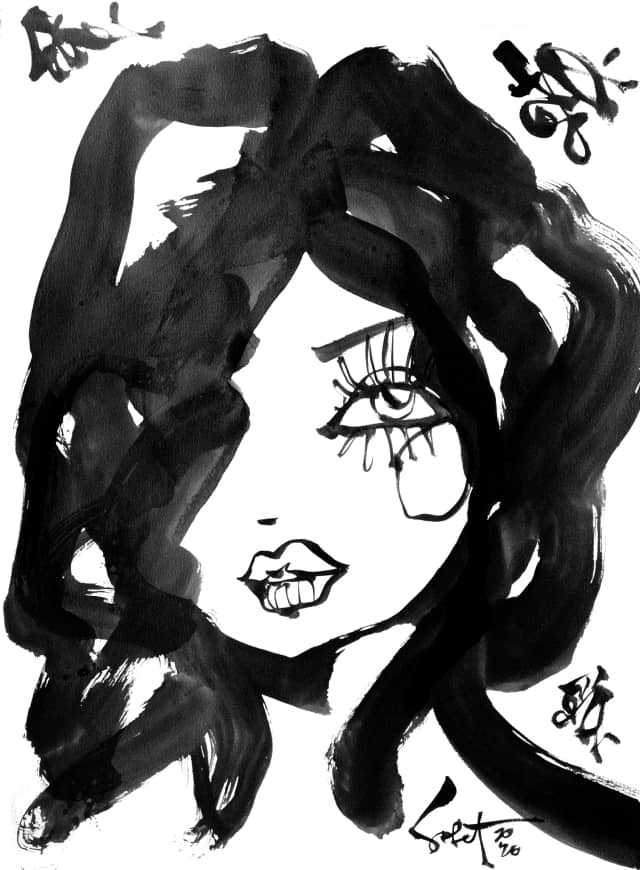 Bluelove | Ink + Flow | Icons 2026 Sabet 22" x 30" Original Ink on Archival Paper