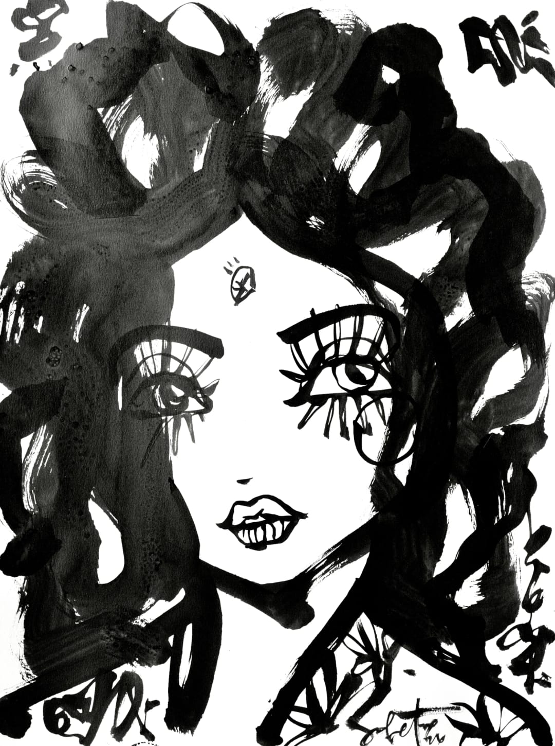 Tootie | Ink + Flow | Icons 2026 Sabet 22" x 30" Original Ink on Archival Paper