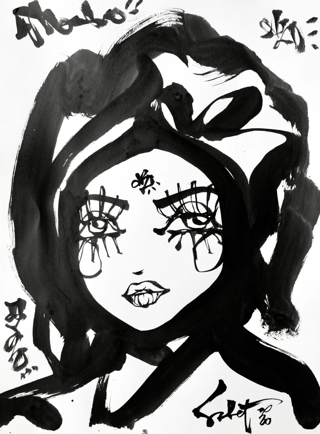 Dimples | Ink + Flow | Icons 2026 Sabet 22" x 30" Original Ink on Archival Paper