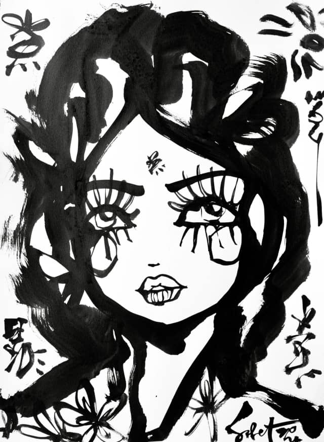 Pudding | Ink + Flow | Icons 2026 Sabet 22" x 30" Original Ink on Archival Paper