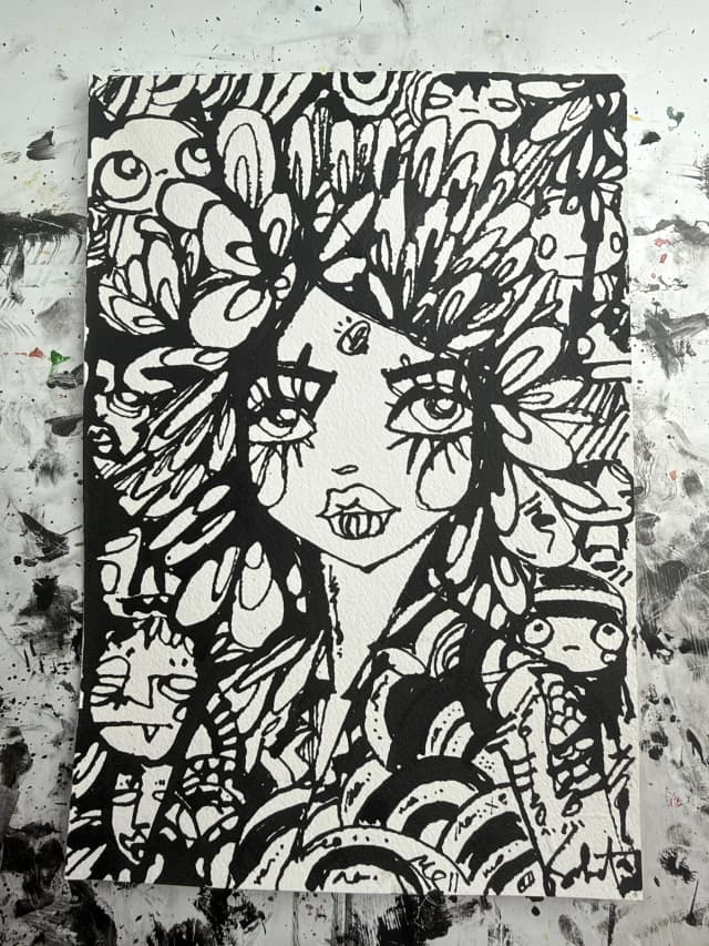 Sumi Sumi 2026 Sabet 7" x 10" Original