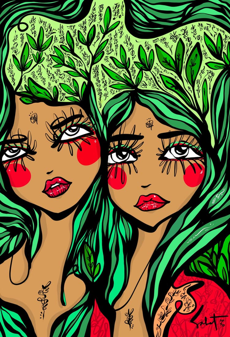 Green hearts 2026 Sabet 12" x 18" Giclée