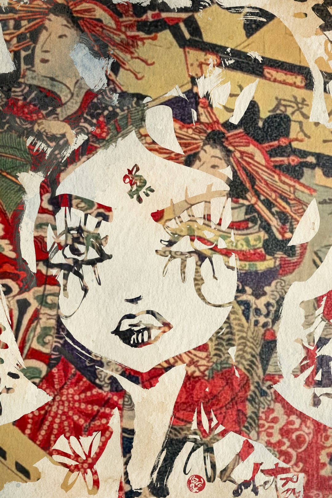 Crimson Kimono Ukiyo 2026 Sabet 12" x 18" Giclée