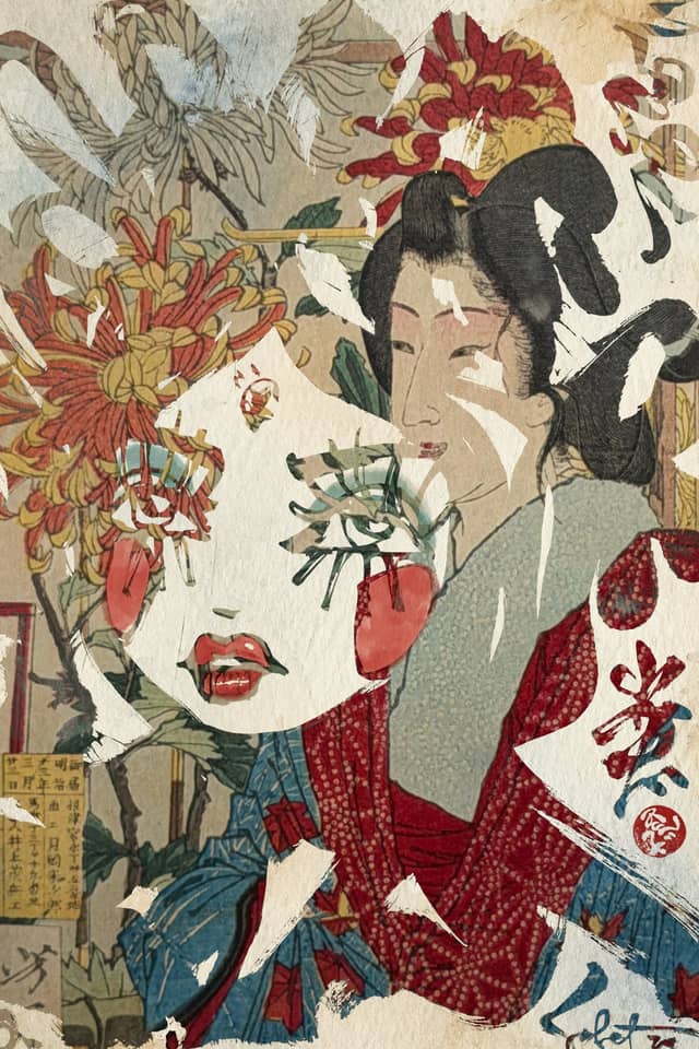 Kiku Mask 2026 Sabet 12" x 18" Gallery Canvas