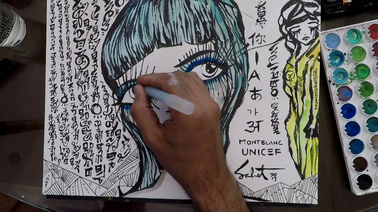 Sabet painting for Montblanc and UNICEF, 2017