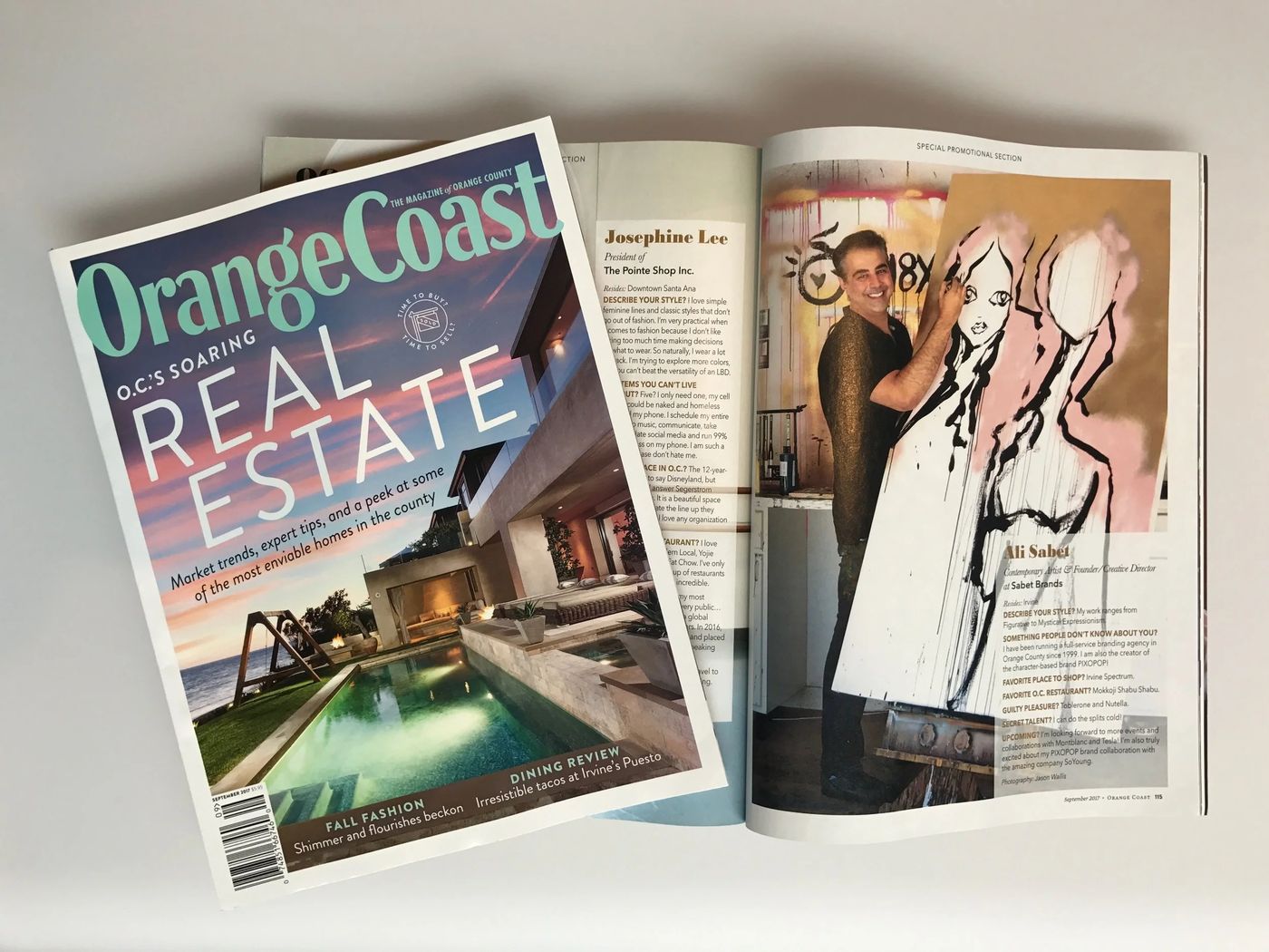 Sabet at work in the studio, Orange Coast Magazine, 2017